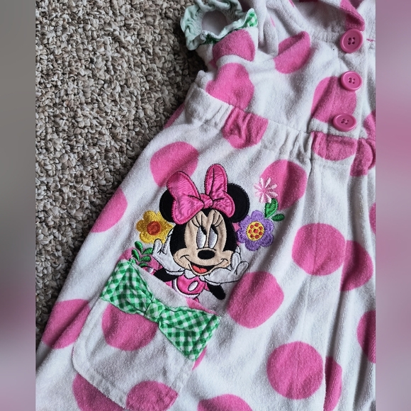 Disney Store Toddler Girls Bath Robe Minnie Mouse Hooded SS Polka Dot Size 2 - Picture 4 of 7